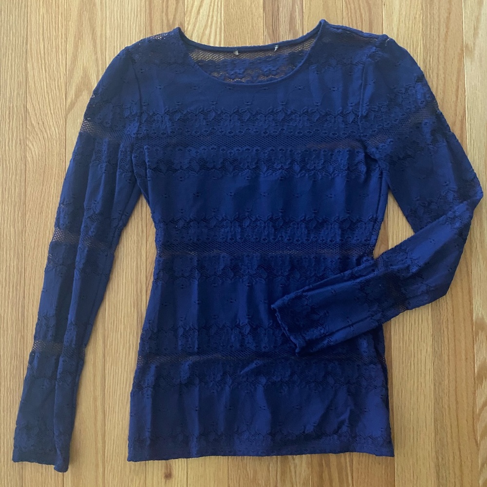 Sheer Blue Lace Long Sleeve